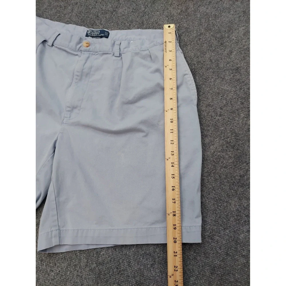 Vtg POLO RALPH LAUREN Shorts Mens 38 Blue Classic Chino Pleated Bermuda Beach